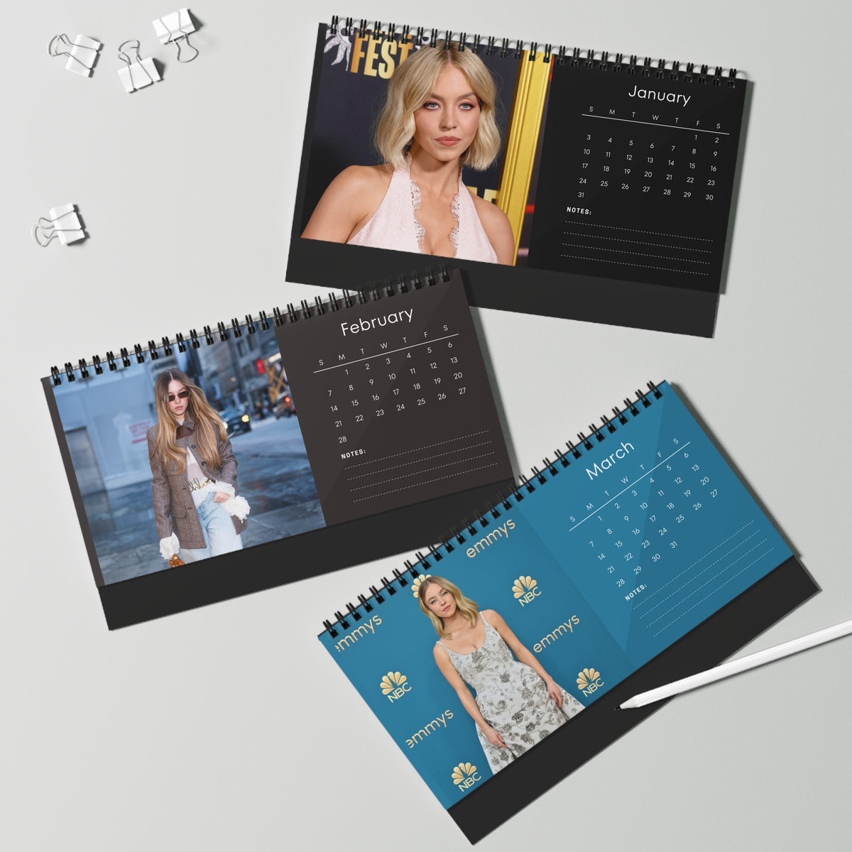 Sydney Sweeney 2027 Desk Calendar Vol 4 | Spiral Bound Photo Calendar | Fan Gift