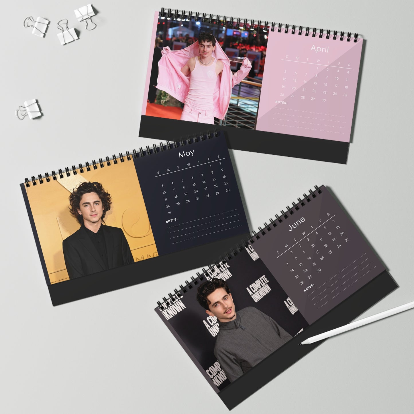 Timothée Chalamet 2026 Desk Calendar | Premium Spiral Bound Celebrity Photo Calendar | Collectible Fan Gift | Stylish Desk & Office Décor