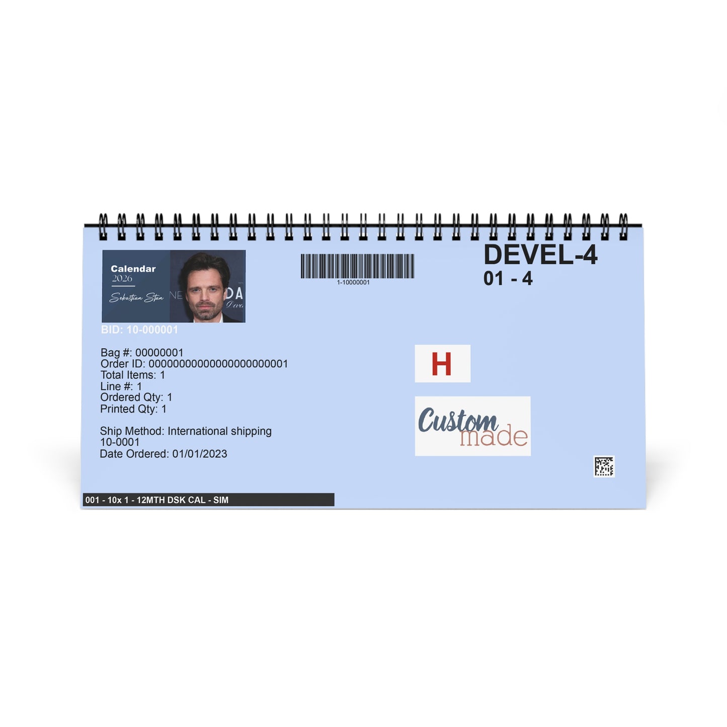Sebastian Stan 2026 Desk Calendar | Premium Spiral Bound Celebrity Photo Calendar | High-Quality Fan Gift & Desk Décor