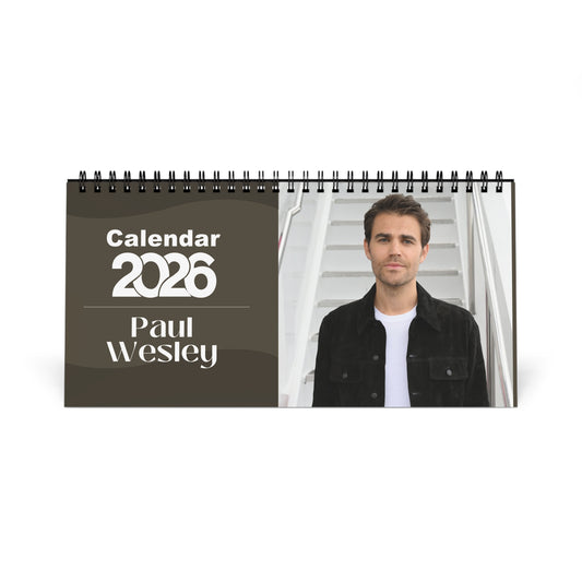 Paul Wesley 2026 Desk Calendar | Celebrity Spiral Bound Photo Calendar | Fan Collectible Gift | Stylish Desk & Office Décor