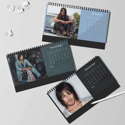 Norman Reedus 2026 Desk Calendar | Celebrity Spiral Bound Photo Calendar | Fan Collectible Gift | Stylish Desk & Office Décor