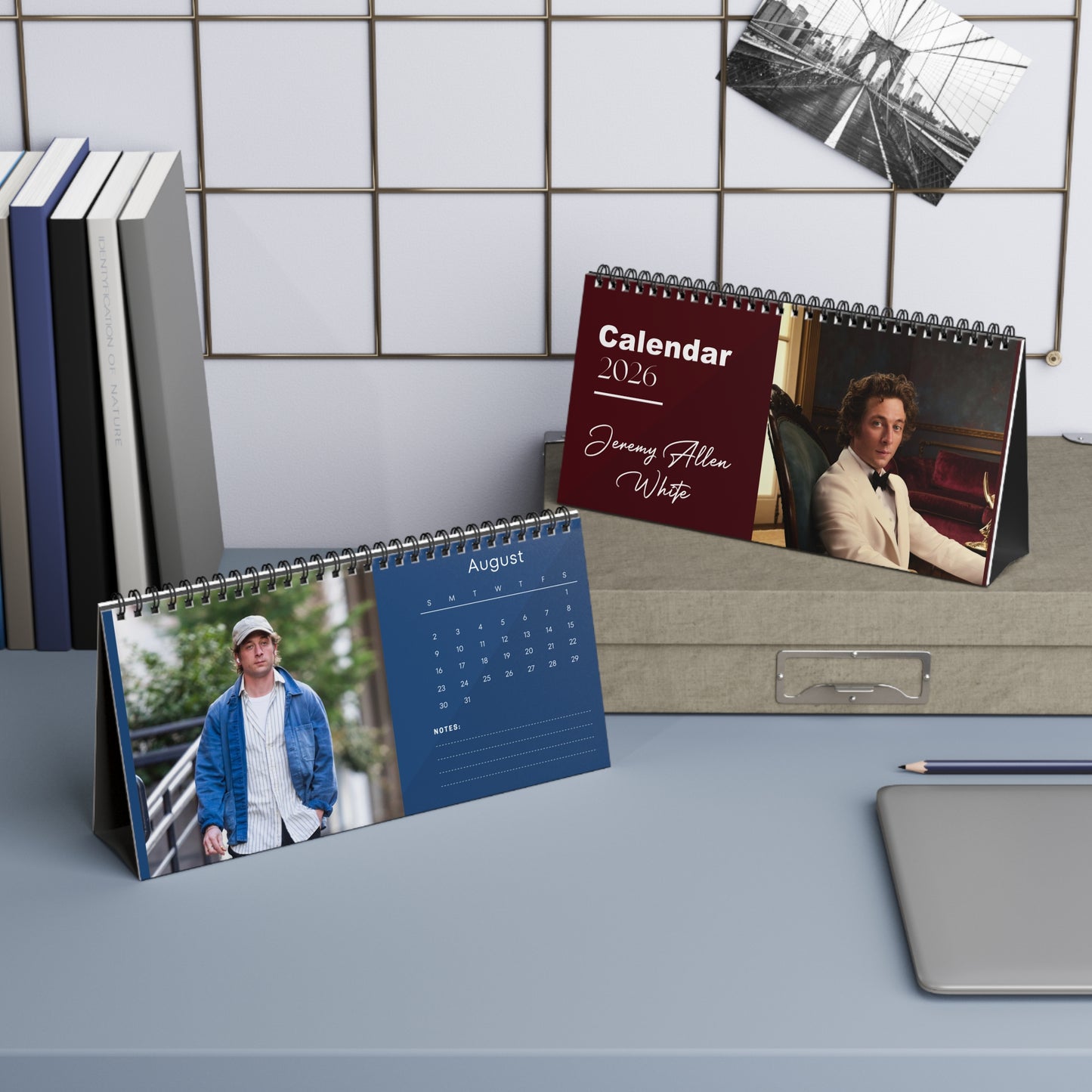 Jeremy Allen White 2026 Desk Calendar | Premium Spiral Bound Celebrity Photo Calendar | High-Quality Fan Gift & Desk Décor
