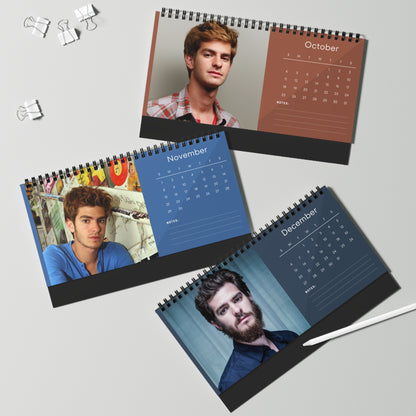 Andrew Garfield 2026 Desk Calendar | Celebrity Spiral Bound Photo Calendar | Fan Collectible Gift | Stylish Desk & Office Décor