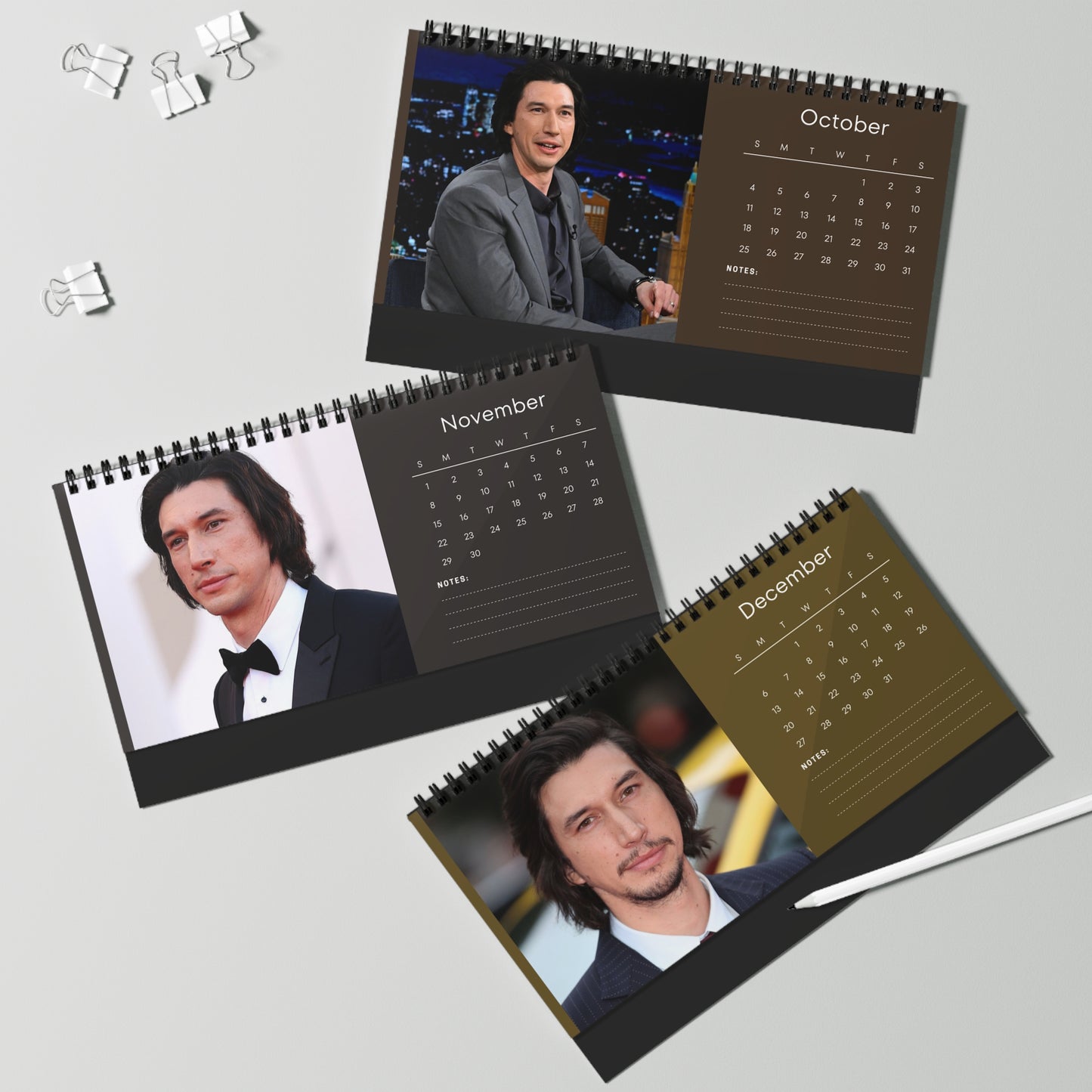 Adam Driver 2026 Desk Calendar, 12 Month Celebrity Photo Calendar for Fans and Collectors, Premium Quality Gift