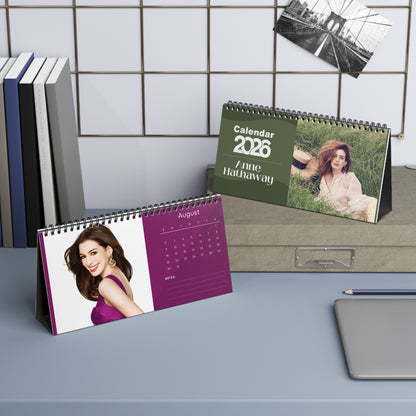 Anne Hathaway 2026 Desk Calendar | Celebrity Spiral Bound Photo Calendar | Fan Collectible Gift | Stylish Desk & Office Décor