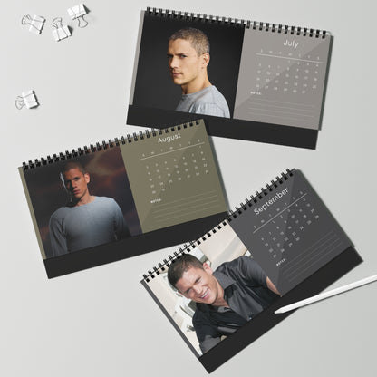 Wentworth Miller 2026 Desk Calendar | Celebrity Spiral Bound Photo Calendar | Fan Collectible Gift | Stylish Desk & Office Décor