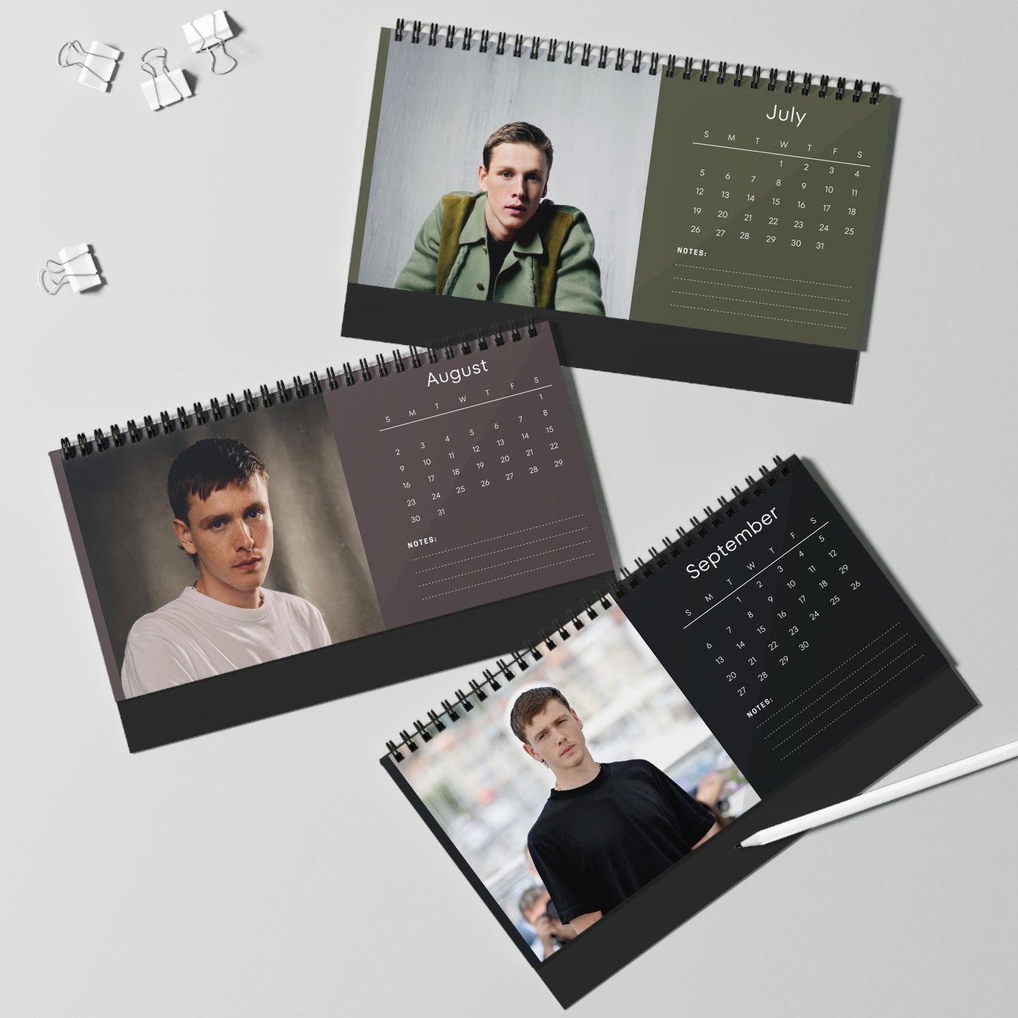 Harris Dickinson 2026 Desk Calendar | Hollywood Star | Stylish Celebrity Desk Décor | Fan Gift for Movie Lovers & Collectors