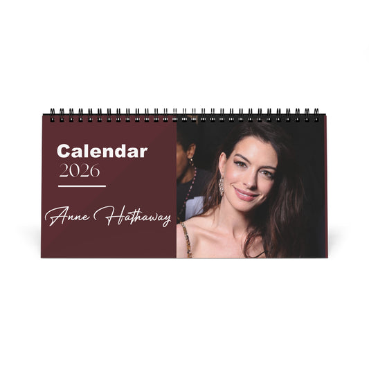 Anne Hathaway 2026 Desk Calendar | Premium Celebrity Photo Calendar | Elegant Collectible Gift for Fans | Stylish Spiral Bound Desk Décor