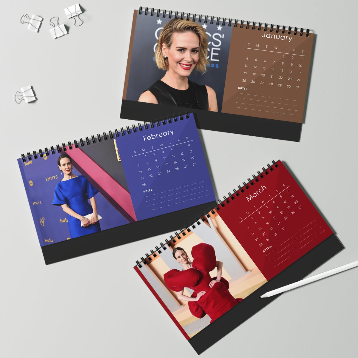Sarah Paulson 2027 Desk Calendar Vol 2 | Spiral Bound Photo Calendar | Fan Gift