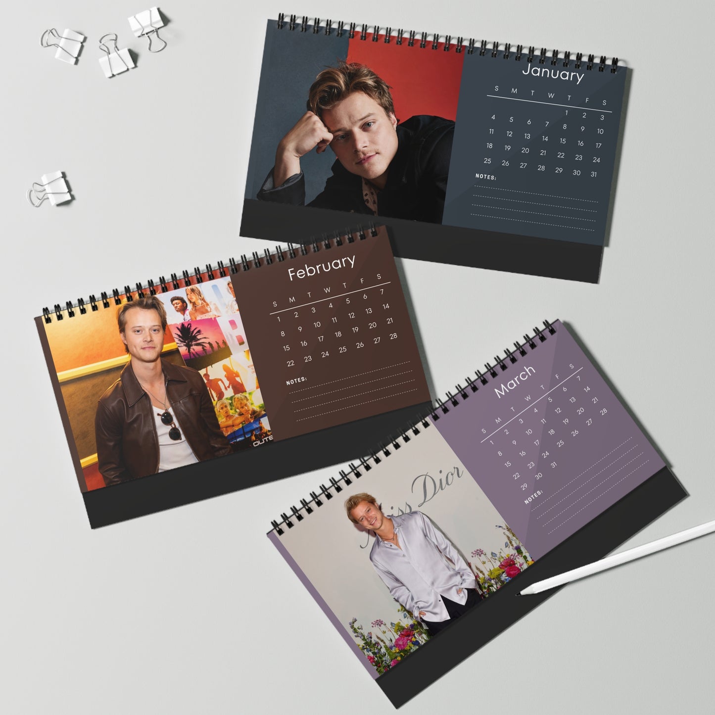 Rudy Pankow 2026 Desk Calendar | Premium Spiral Bound Celebrity Photo Calendar | Collectible Fan Gift | Stylish Desk & Office Décor