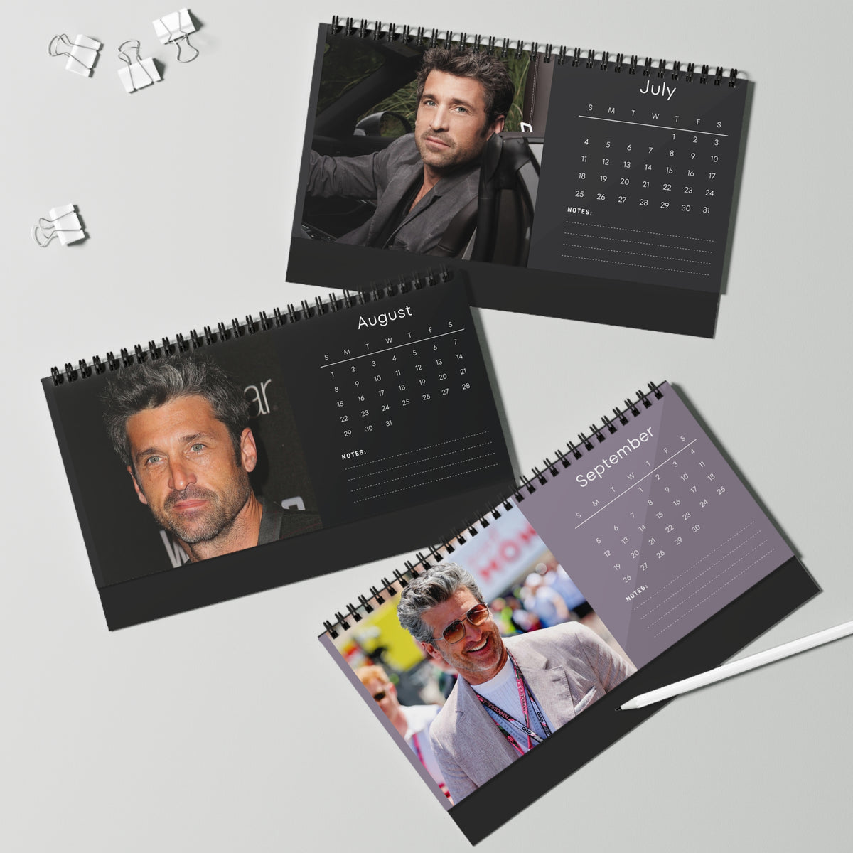 Patrick Dempsey 2027 Desk Calendar Vol 2 | Spiral Bound Photo Calendar | Fan Gift