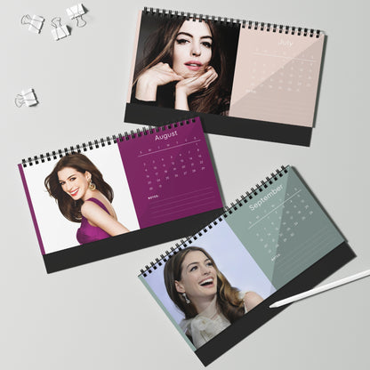 Anne Hathaway 2026 Desk Calendar | Celebrity Spiral Bound Photo Calendar | Fan Collectible Gift | Stylish Desk & Office Décor