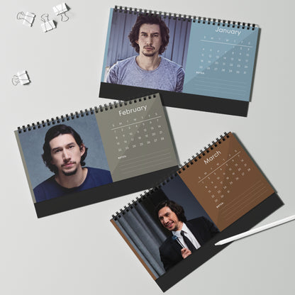 Adam Driver 2026 Desk Calendar, 12 Month Celebrity Photo Calendar for Fans and Collectors, Premium Quality Gift