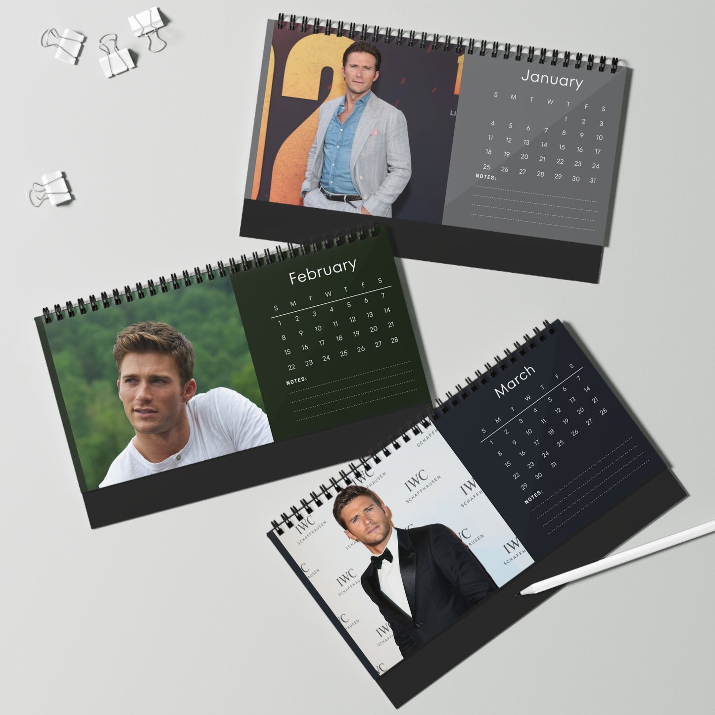 Scott Eastwood 2026 Desk Calendar | Celebrity Photo Calendar | Stylish Desk Accessory & Perfect Fan Gift