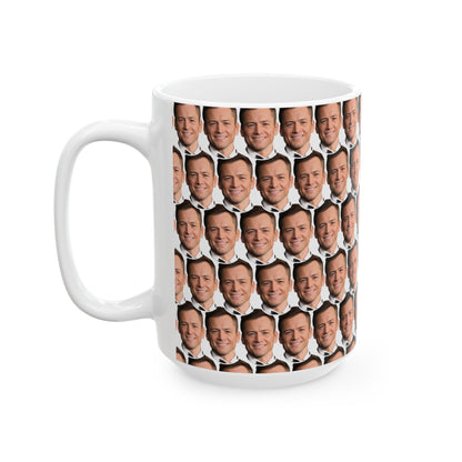 Taron Egerton Face Pattern Ceramic Mug | Unique Gift for Taron Egerton Fans