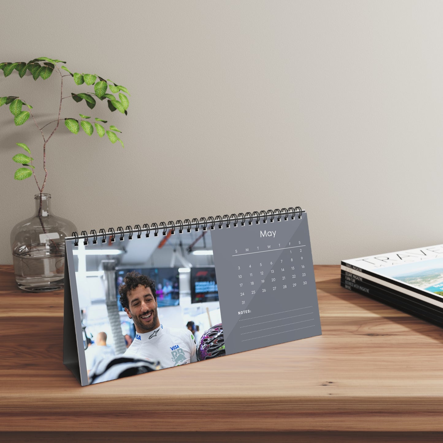 Daniel Ricciardo 2026 Desk Calendar | Premium Spiral Bound Celebrity Photo Calendar | Collectible Fan Gift | Stylish Desk & Office Décor