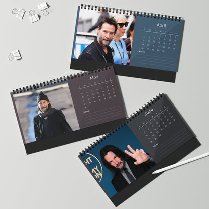 Keanu Reeves 2026 Desk Calendar | John Wick & Matrix Star | Hollywood Icon Planner | Actor Gift | Movie Decor