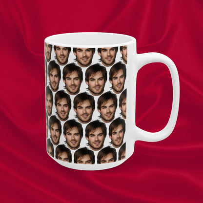 Ian Somerhalder Face Pattern Ceramic Mug | Unique Gift for Ian Somerhalder Fans