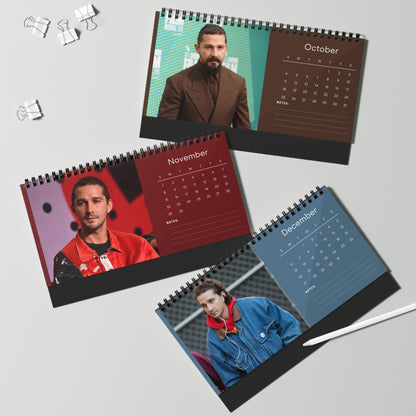 Shia LaBeouf 2026 Desk Calendar | Premium Spiral Bound Celebrity Photo Calendar | High-Quality Fan Gift & Desk Décor