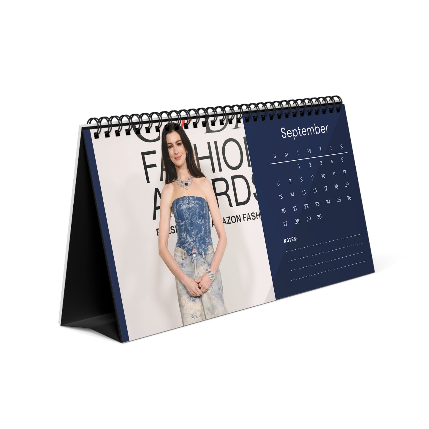 Anne Hathaway 2026 Desk Calendar | Premium Celebrity Photo Calendar | Elegant Collectible Gift for Fans | Stylish Spiral Bound Desk Décor