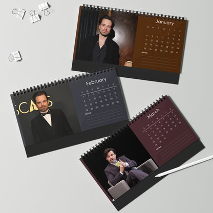 Sebastian Stan 2026 Desk Calendar | Premium Spiral Bound Celebrity Photo Calendar | High-Quality Fan Gift & Desk Décor