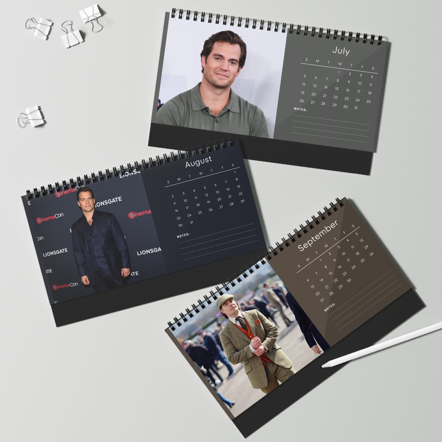 Henry Cavill 2026 Desk Calendar | Premium Spiral Bound Celebrity Photo Calendar | Collectible Fan Gift | Stylish Desk & Office Décor