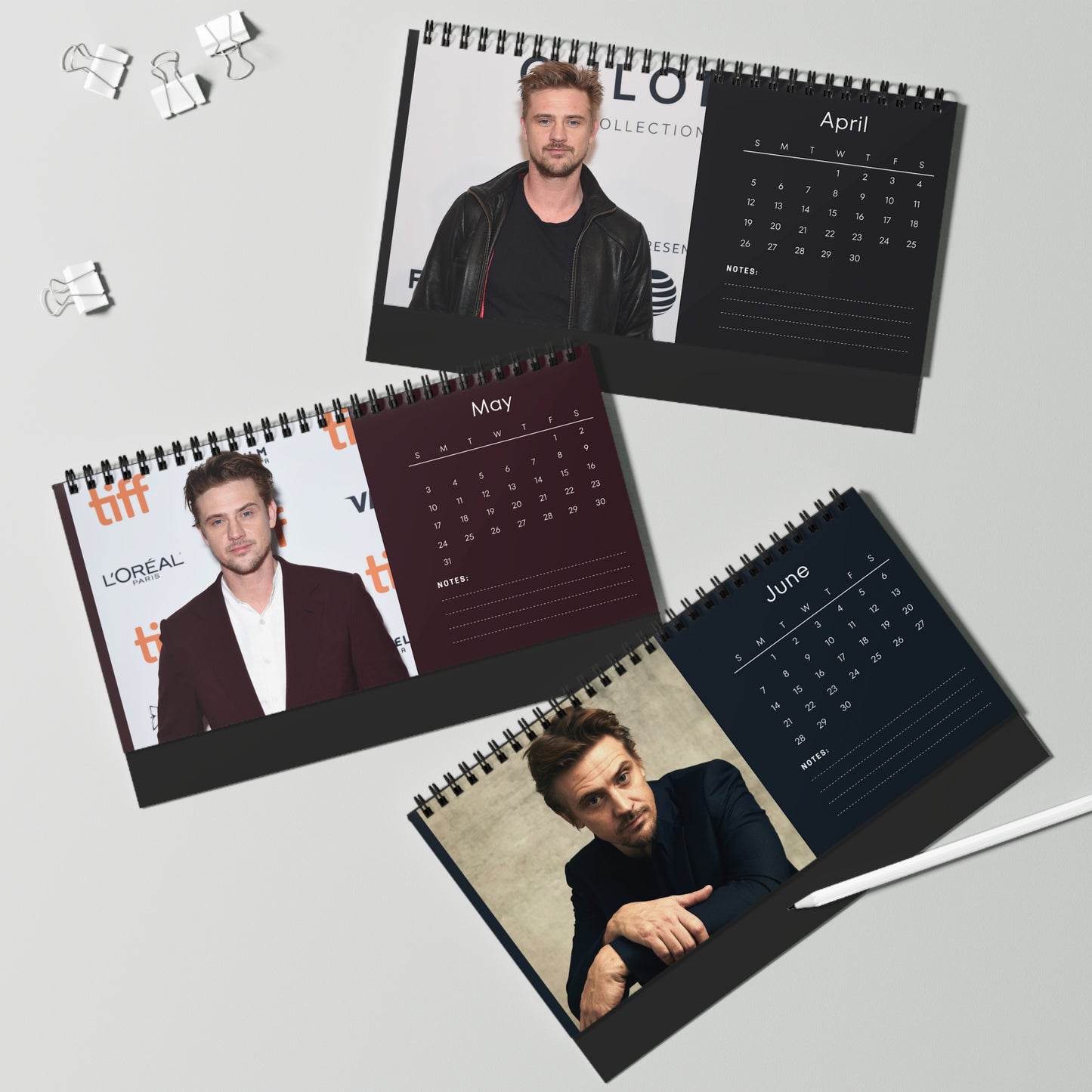 Boyd Holbrook 2026 Desk Calendar | Premium Spiral Bound Celebrity Photo Calendar | High-Quality Gift for Fans & Desk Décor
