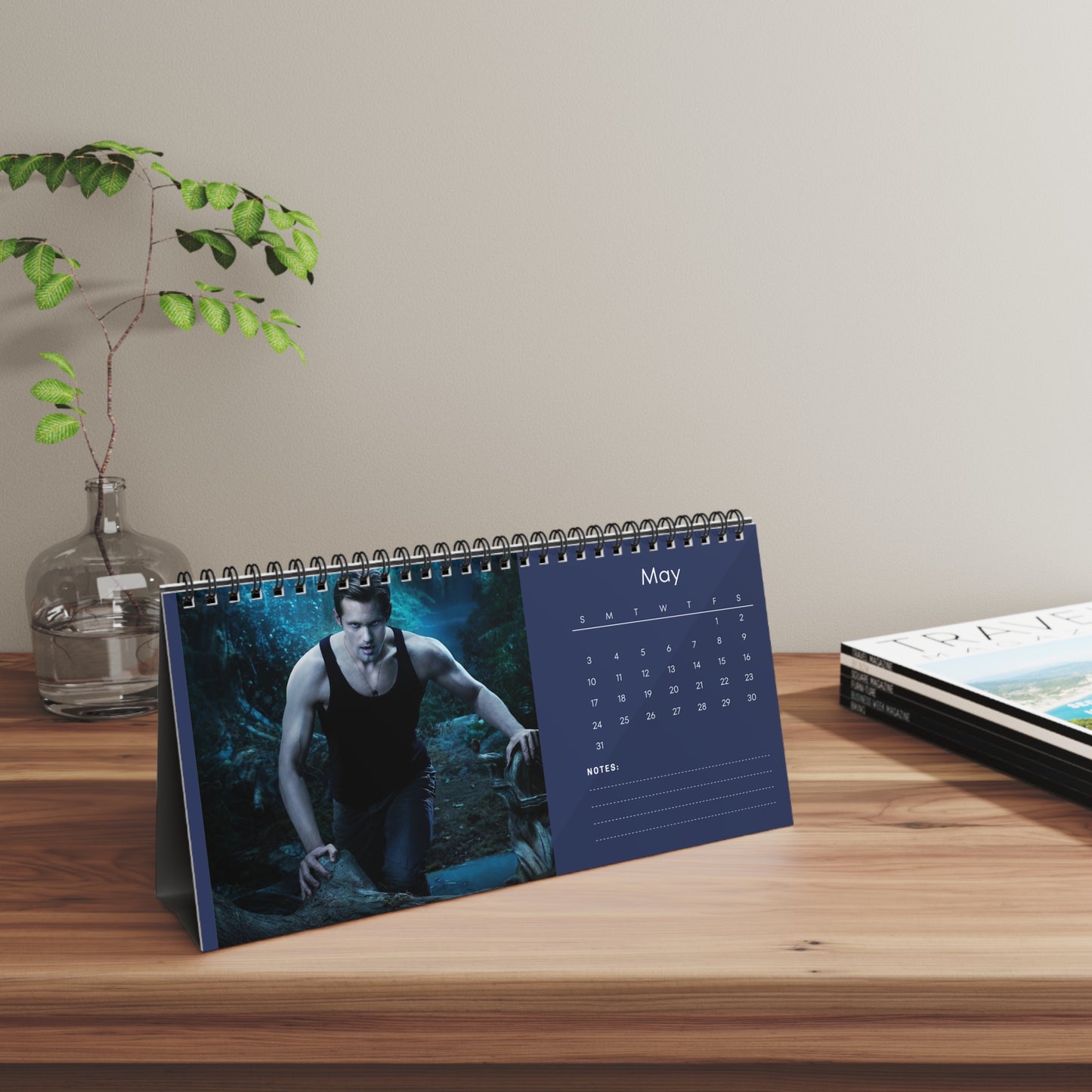 Alexander Skarsgård 2026 Desk Calendar | Premium Spiral Bound Celebrity Photo Calendar | Collectible Fan Gift | Stylish Desk & Office Décor