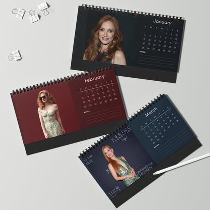 Jessica Chastain 2026 Desk Calendar | Premium Spiral Bound Celebrity Photo Calendar | High-Quality Fan Gift & Desk Décor
