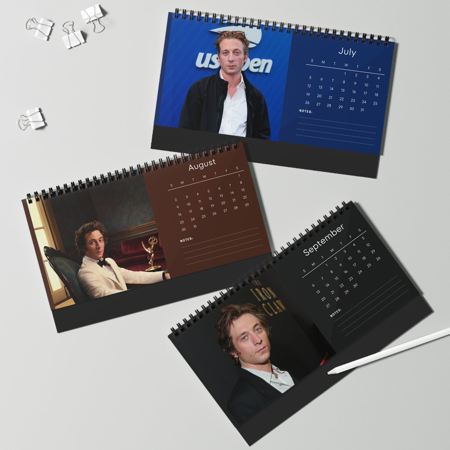 Jeremy Allen White 2026 Desk Calendar | Premium Spiral Bound Celebrity Photo Calendar | Collectible Fan Gift | Stylish Desk & Office Décor