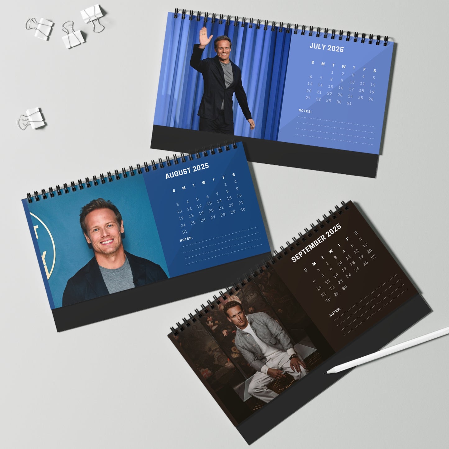 Sam Heughan 2025 Desk Calendar | Sam Heughan Calendar | Fan Gift