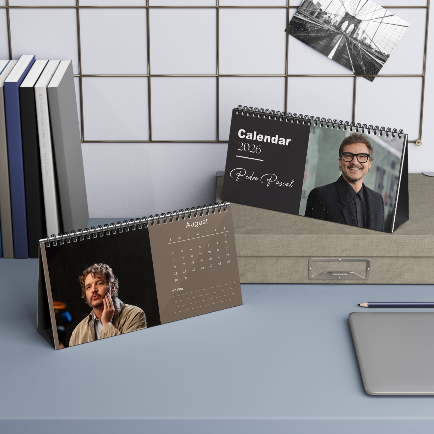 Pedro Pascal 2026 Desk Calendar | Premium Spiral Bound Celebrity Photo Calendar | Stylish Fan Gift & Desk Décor