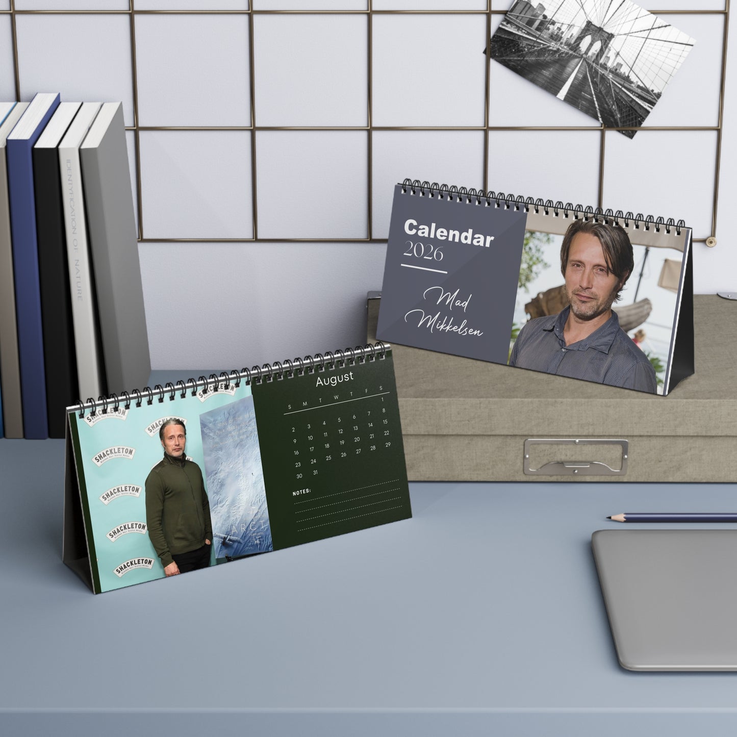 Mads Mikkelsen 2026 Desk Calendar | Premium Spiral Bound Celebrity Photo Calendar | High-Quality Fan Gift & Desk Décor