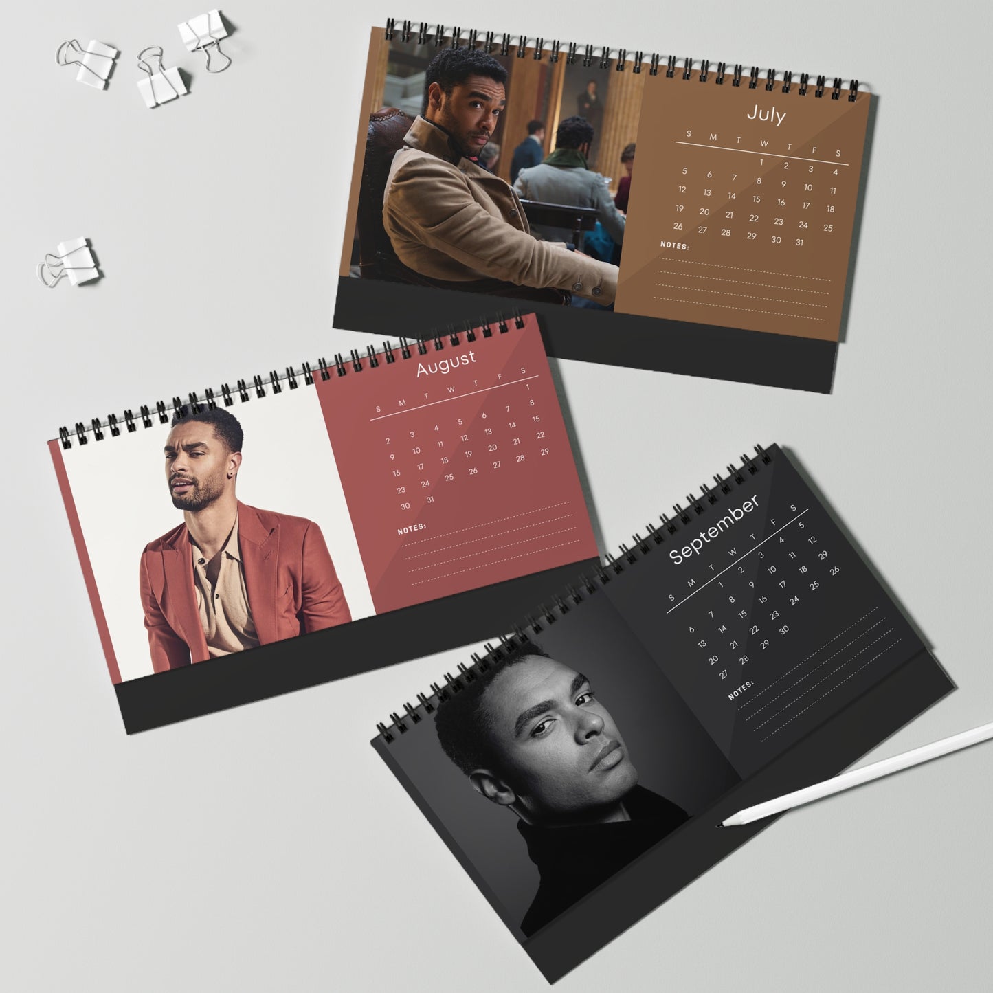 Regé-Jean Page 2026 Desk Calendar | Celebrity Spiral Bound Photo Calendar | Fan Collectible Gift | Stylish Desk & Office Décor