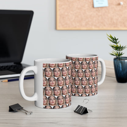 Jodie Comer Face Pattern Ceramic Mug | Unique Gift for Jodie Comer Fans
