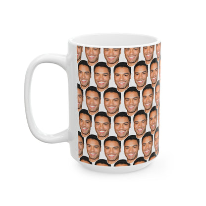 Regé-Jean Page Face Pattern Ceramic Mug | Unique Gift for Regé-Jean Page Fans