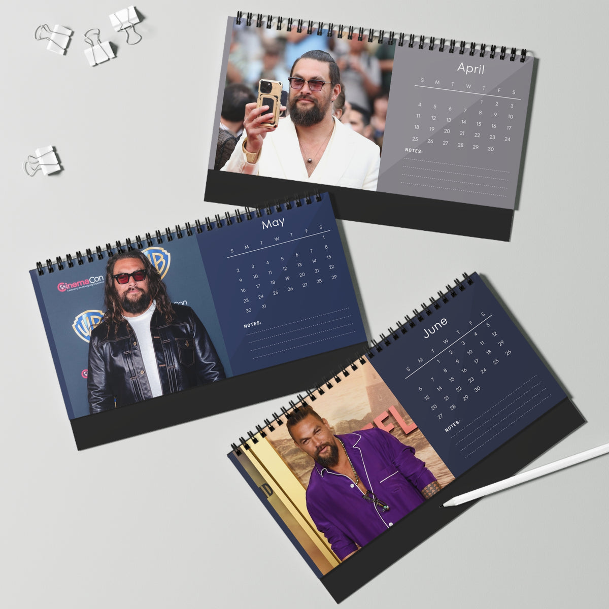 Jason Momoa 2027 Desk Calendar Vol 4 | Spiral Bound Photo Calendar | Fan Gift