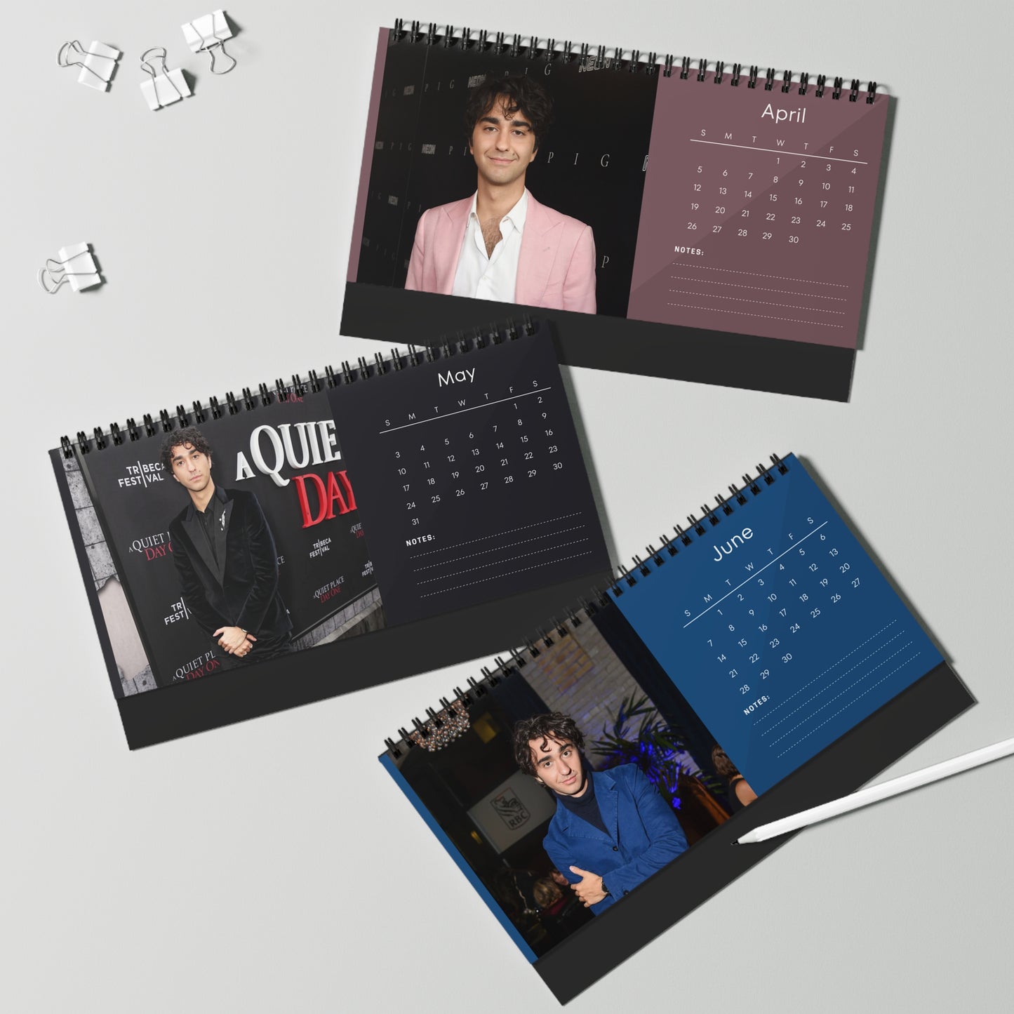 Alex Wolff 2026 Desk Calendar | Hereditary  Jumanji Actor Planner | Movie Star Gift | TV  Film Decor | 2026 Calendar