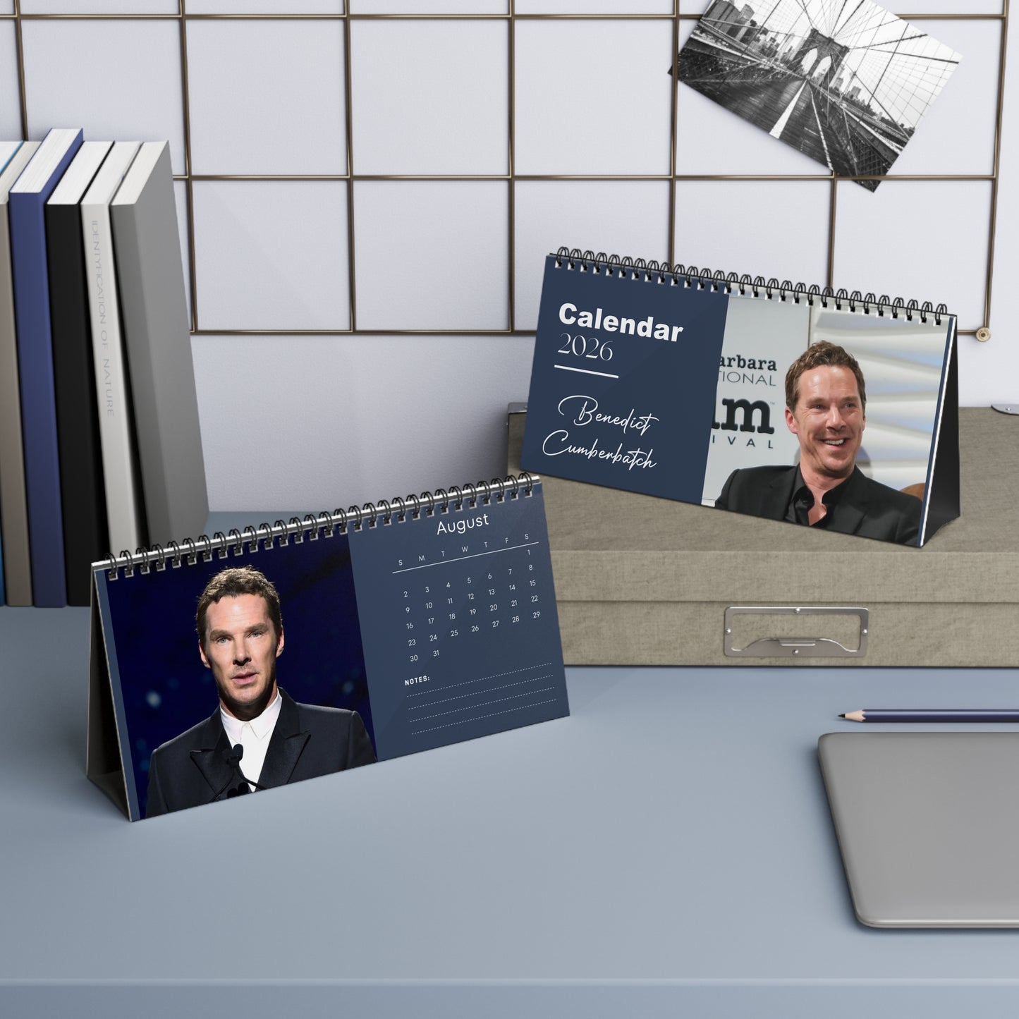 Benedict Cumberbatch 2026 Desk Calendar | Premium Spiral-Bound Celebrity Photo Calendar | Elegant Collectible Gift for Fans & Desk Décor