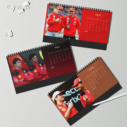 Charles Leclerc & Carlos Sainz 2026 Desk Calendar | F1 Racing Stars Spiral Bound Photo Calendar | Fan Collectible Gift | Stylish Desk Décor
