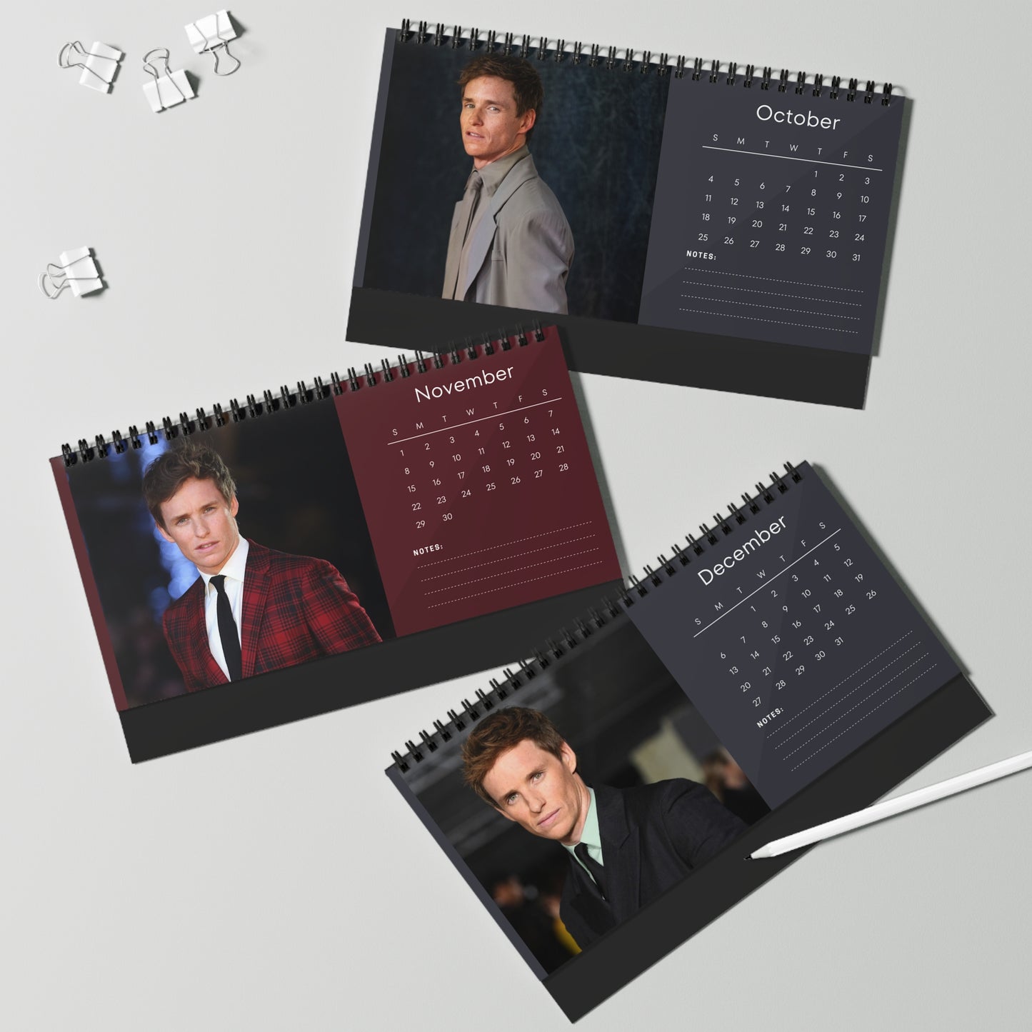 Eddie Redmayne 2026 Desk Calendar | Actor Monthly Planner | Eddie Redmayne Gift | Fantastic Beasts Calendar | Office Decor