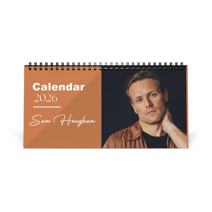 Sam Heughan 2026 Desk Calendar | Premium Spiral Bound Celebrity Photo Calendar | High-Quality Fan Gift & Desk Décor