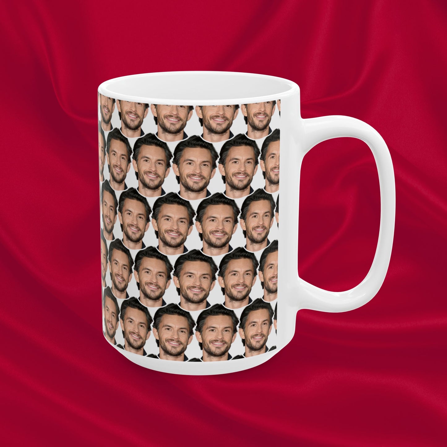 Jonathan Bailey Face Pattern Ceramic Mug | Unique Gift for Jonathan Bailey White Fans