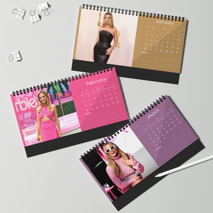 Margot Robbie 2026 Desk Calendar | Premium Spiral Bound Celebrity Photo Calendar | High-Quality Fan Gift & Desk Décor