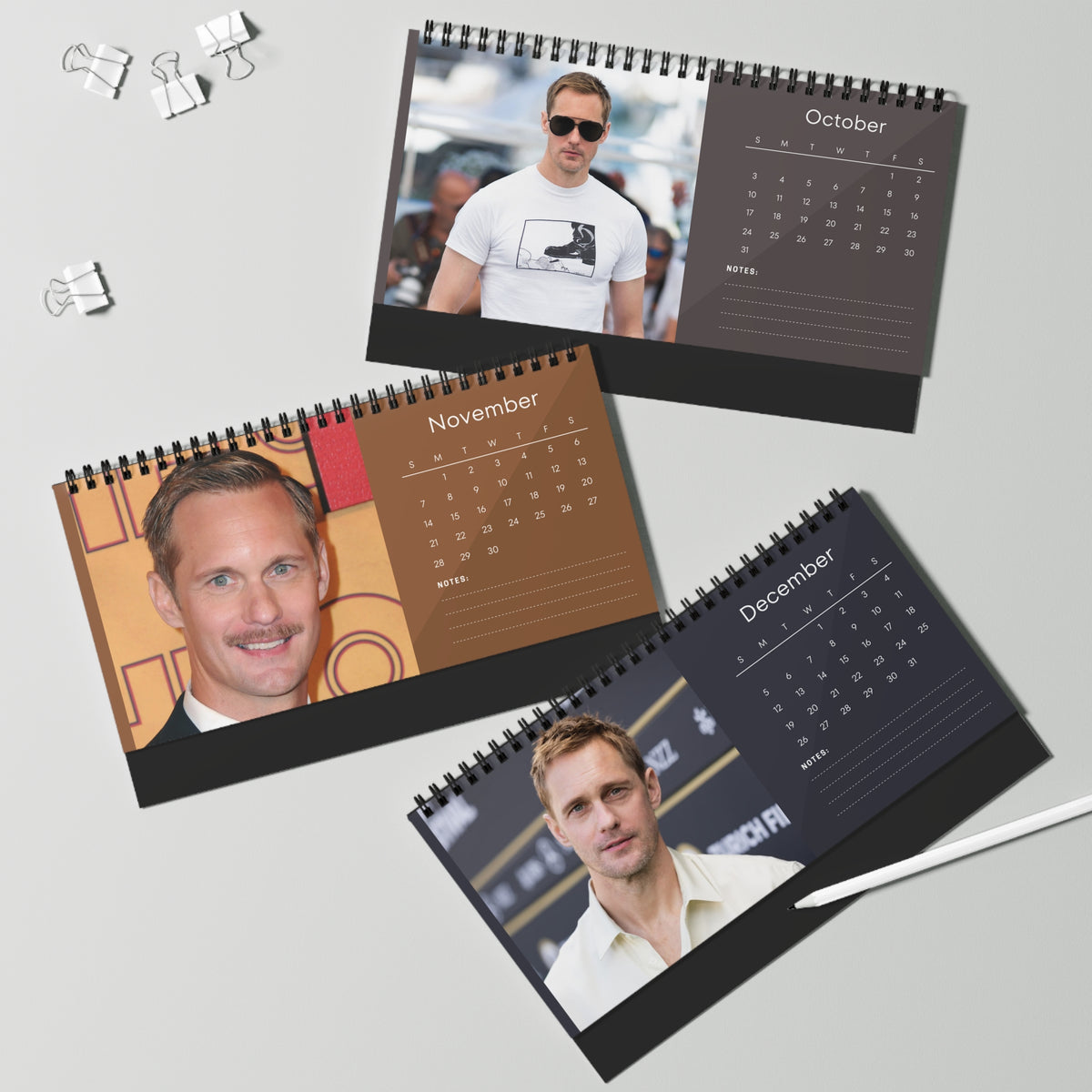 Alexander Skarsgård 2027 Desk Calendar Vol 4 | Spiral Bound Photo Calendar | Fan Gift