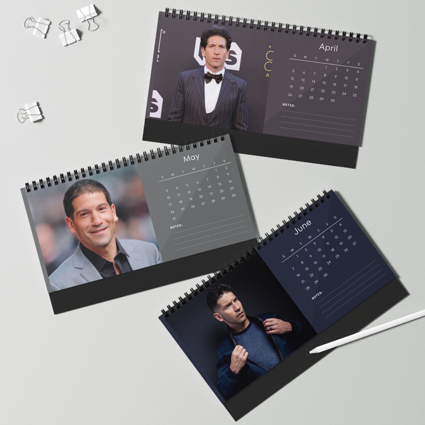 Jon Bernthal 2026 Desk Calendar | Premium Spiral Bound Celebrity Photo Calendar | High-Quality Fan Gift & Desk Décor