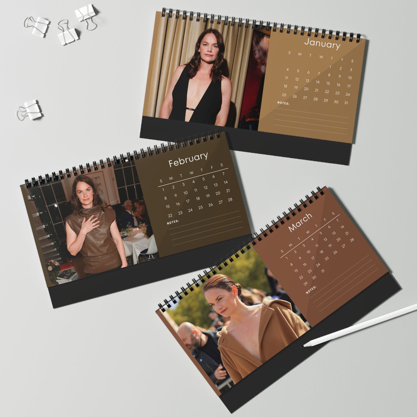 Ruth Wilson 2026 Desk Calendar | Premium Spiral Bound Celebrity Photo Calendar | High-Quality Fan Gift & Desk Décor