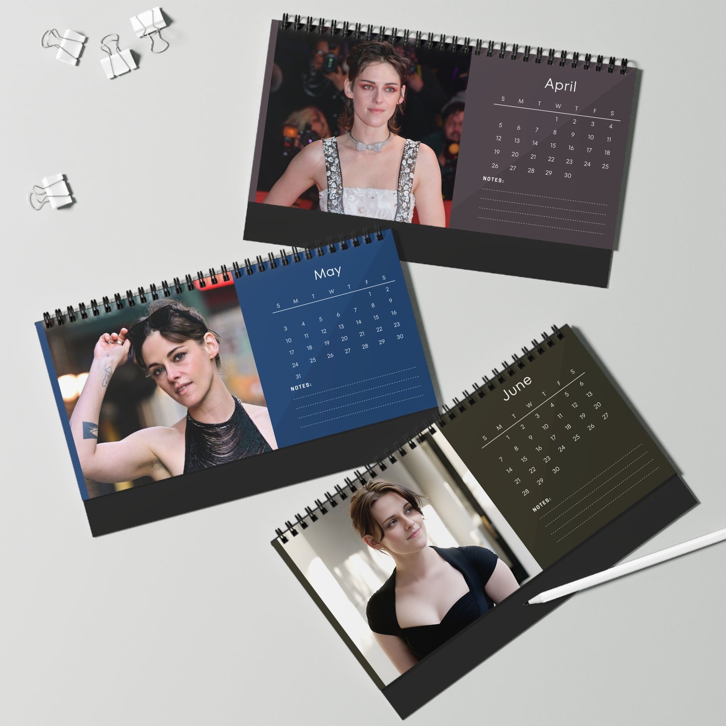 Kristen Stewart 2026 Desk Calendar | Twilight & Spencer Actress | Celebrity Gift | Office Decor