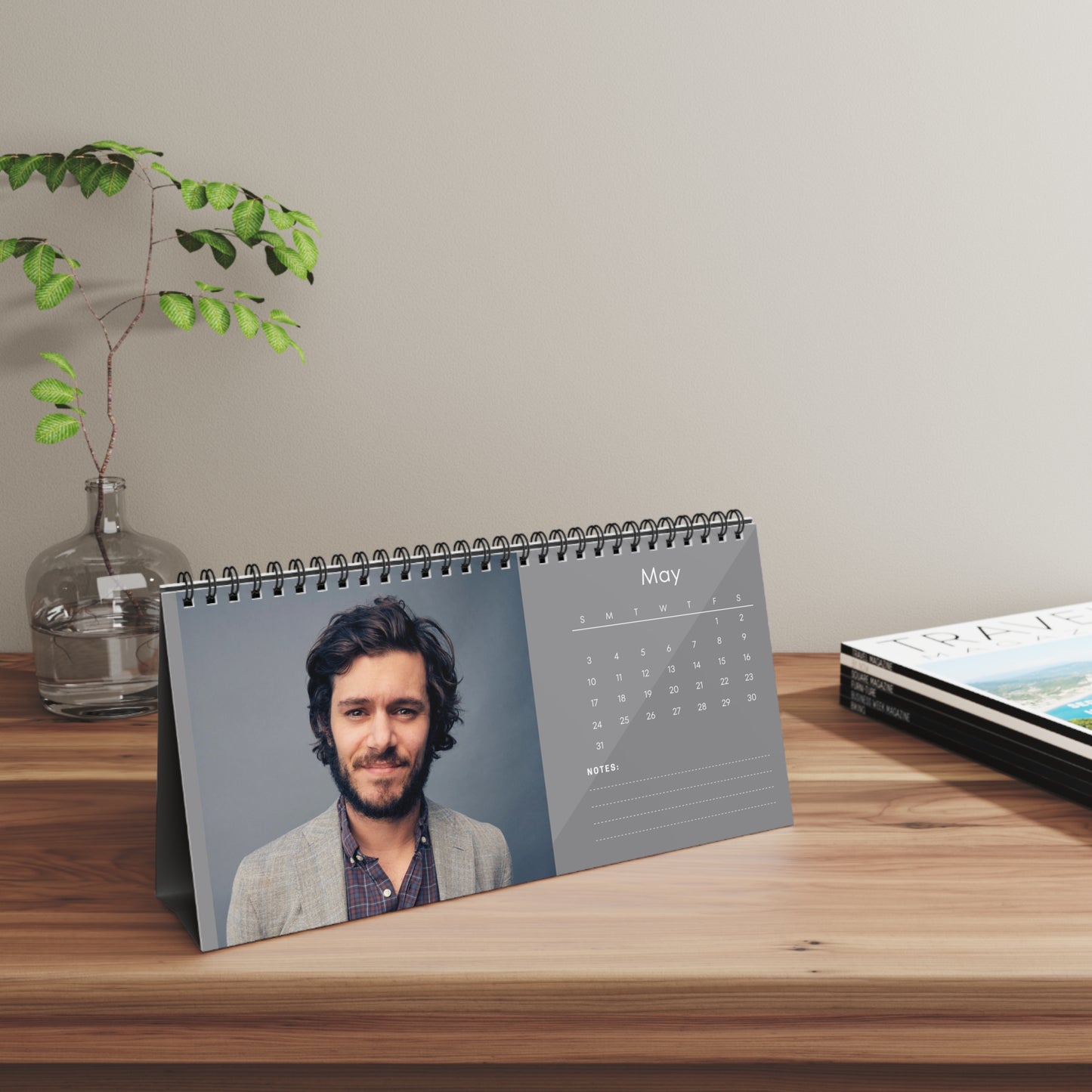 Adam Brody 2026 Desk Calendar | Celebrity Spiral Bound Photo Calendar | Collectible Fan Gift | Stylish Desk & Office Décor