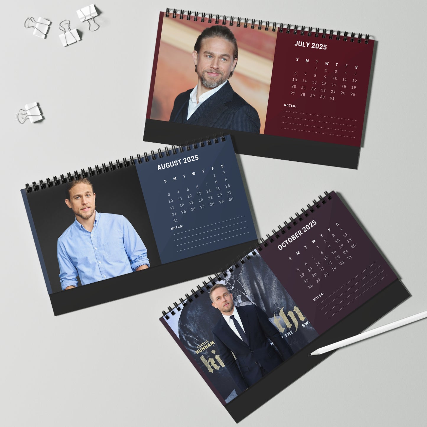 Charlie Hunnam 2025 Desk Calendar | Charlie Hunnam Calendar | Fan Gift